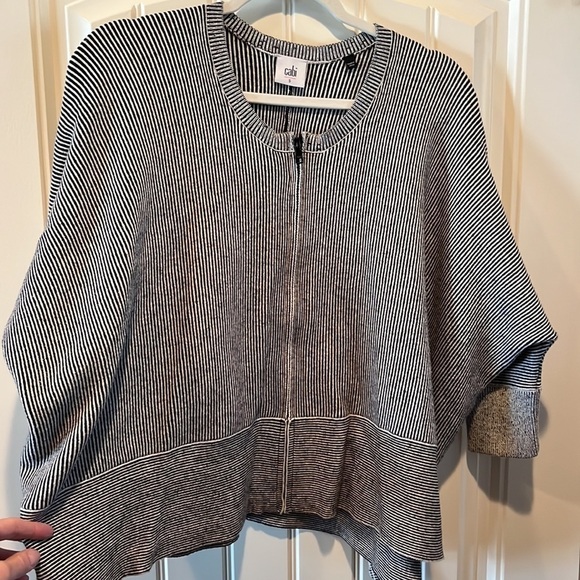 Cabi Cupid black white stripe cardigan sweater full zip 3/4 drop sleeve small - Picture 9 of 9